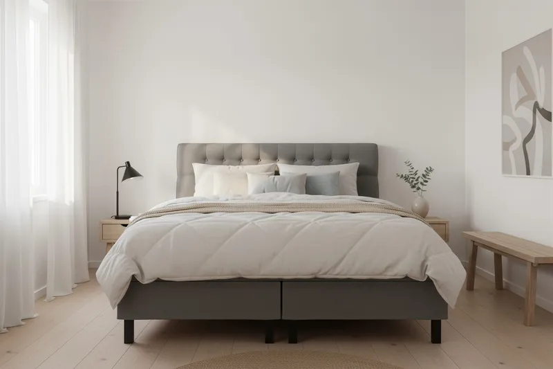 HVILA Classic Komplett Sängpaket 160x200 cm Kontinentalsäng med diamant sänggavel - Grå - Products - Möbler - Säng - Enkelsäng