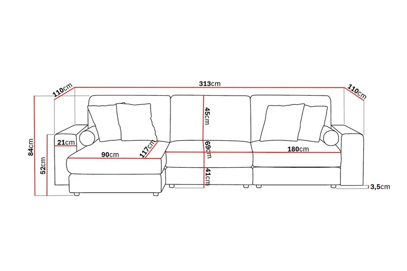 Arken Lyx 5-sits Vändbar L-formad Djup Divansoffa i Manchester - Mörkbrun - Products - Möbler - Soffa - Divansoffa & schäslongsoffa