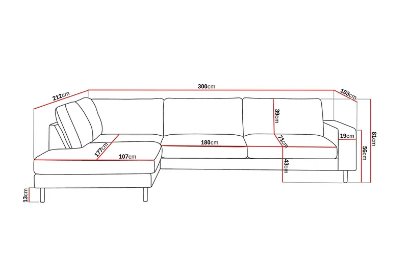 Scandi Djup 4-sits Soffa med Schäslong Vänster i Tyg - Mörkbrun - Products - Möbler - Soffa - Divansoffa & schäslongsoffa - 4 sits soffa med divan
