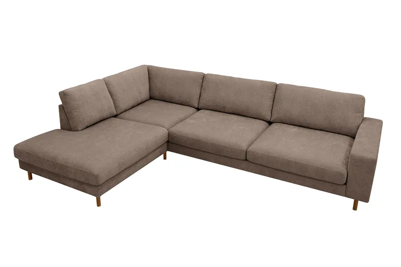 Scandi Djup 4-sits Soffa med Schäslong Vänster i Tyg - Mörkbrun - Products - Möbler - Soffa - Divansoffa & schäslongsoffa - 4 sits soffa med divan
