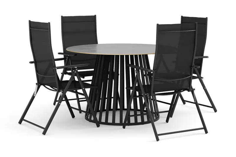Sensi utomhus matgrupp 120 cm med 4 positionsstolar - Svart - Products - Utemöbler & utemiljö - Utegrupp - Matgrupp utomhus