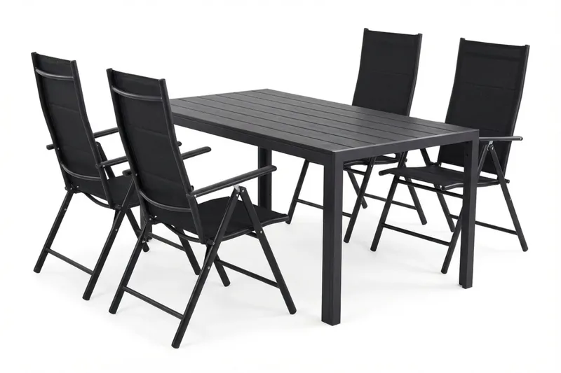 Siri Matgrupp utomhus 150 cm med 4 Maggie Vadderad Fällbar Positionsstol - Products - Utemöbler & utemiljö - Utegrupp - Matgrupp utomhus