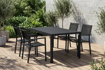 Siri Matgrupp utomhus 150 cm med 4 Tunis Stapelstolar - Products - Utemöbler & utemiljö - Utegrupp - Matgrupp utomhus