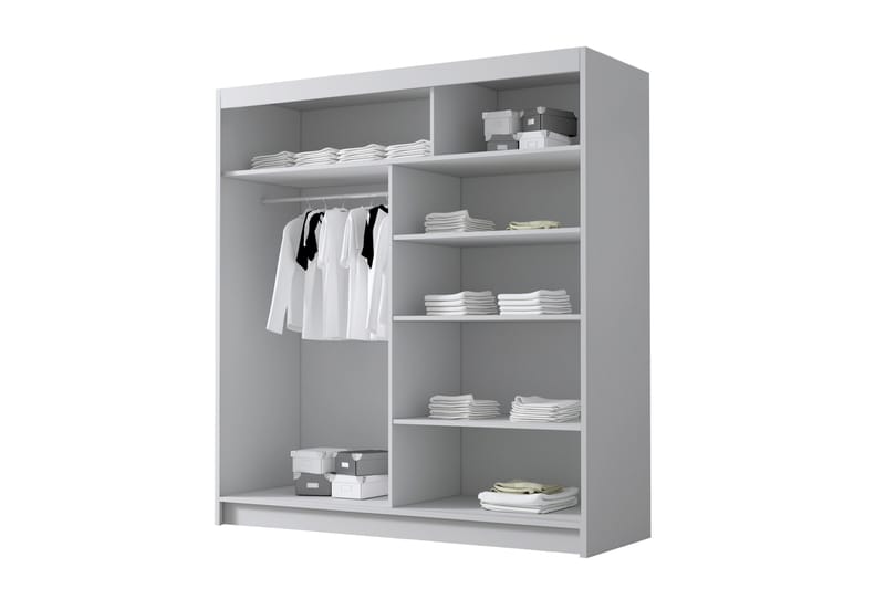 Chavez Garderob med Spegel 180x215 cm - Vit/Svart - Products - Förvaring - Garderober & garderobssystem