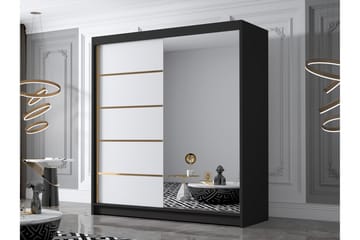 Chavez Garderob med Spegel 180x215 cm - Vit/Svart - Products - Förvaring - Garderober & garderobssystem