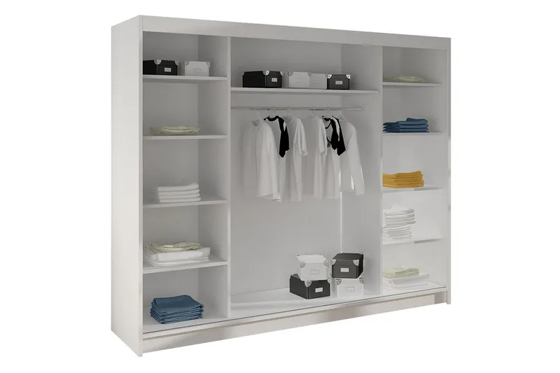 Cyria Garderob med rymlig Förvaring och Skjutdörrar med Spegel 200x215 cm - Svart/Vit - Products - Förvaring - Garderober & garderobssystem