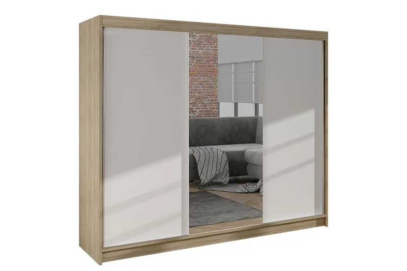 Cyria Garderob med Spegel 200x215 cm - Beige/Vit - Products - Förvaring - Garderober & garderobssystem
