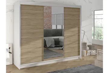 Cyria Garderob med Spegel 200x215 cm - Brun/Vit - Products - Förvaring - Garderober & garderobssystem