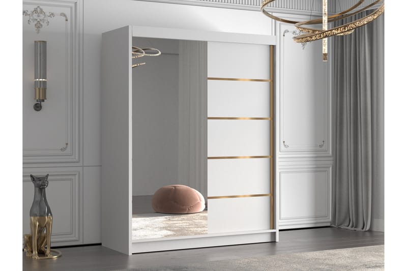Emet Garderob med Spegel 150x200 cm - Vit - Products - Förvaring - Garderober & garderobssystem