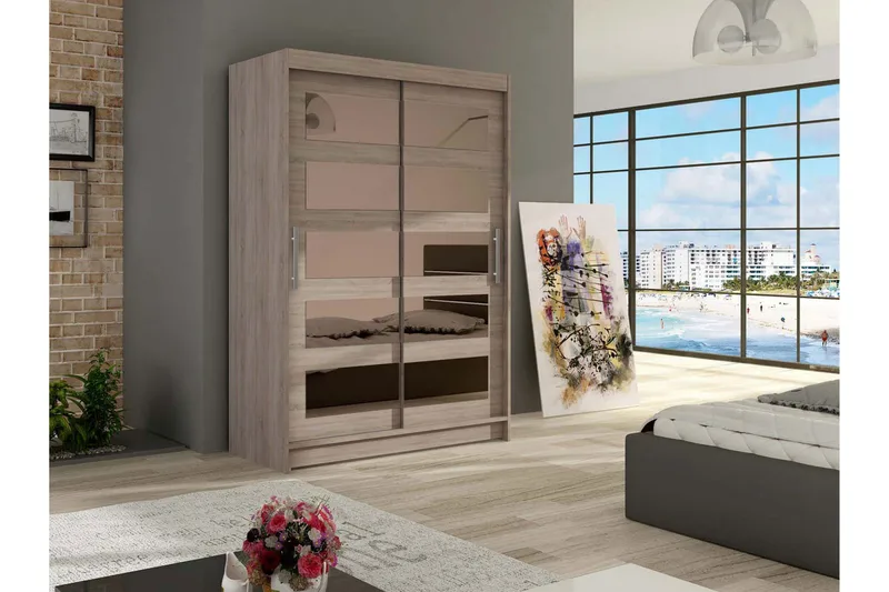 Estella Garderob Skjutdörrar 5-Delad Spegel - Ek - Products - Förvaring - Garderober & garderobssystem