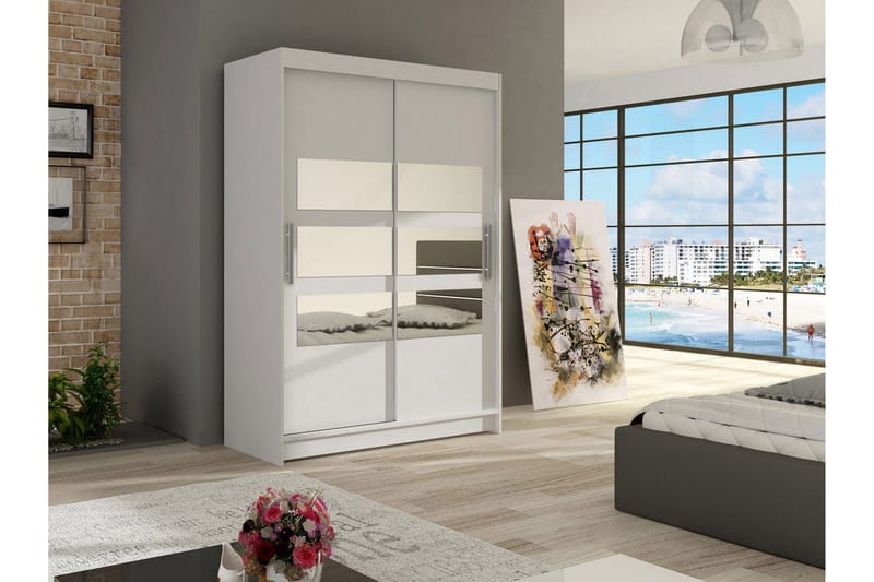 Estella Garderob Skjutdörrar Delad Spegel - Vit - Products - Förvaring - Garderober & garderobssystem