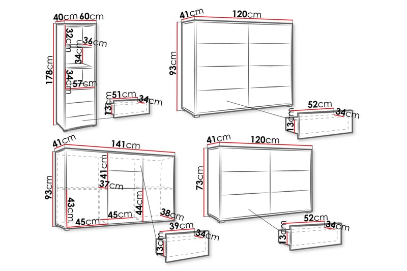 Agawal Möbelset För Vardagsrum - Brun - Products - Förvaring - Förvaringsmöbler - Möbelset för vardagsrum