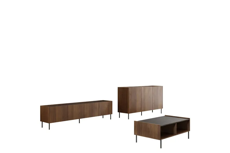 Akihito Möbelset För Vardagsrum, Brun
