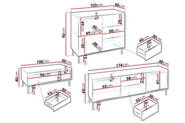 Bjurholm Möbelset För Vardagsrum - Svart - Products - Förvaring - Förvaringsmöbler - Möbelset för vardagsrum