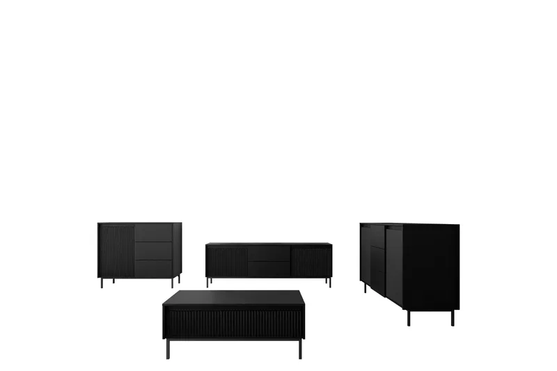 Bjurholm Möbelset För Vardagsrum, Svart