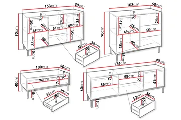 Bjurholm Möbelset För Vardagsrum - Vit - Products - Förvaring - Förvaringsmöbler - Möbelset för vardagsrum