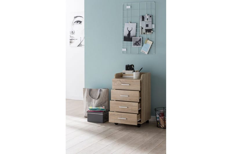 Rullkontejner Wohnling 4 lådor med hjul, förvaringsbricka, foliebelagd spånskiva, modern stil Sonoma - Sonoma - Products - Förvaring - Förvaringsmöbler - Byrå - Hurts