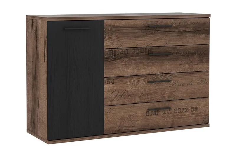 Cannop Byrå 125 cm, Brun/Svart