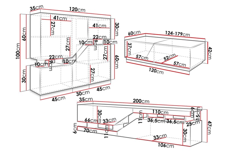 Ceelias Möbelset För Vardagsrum - Antracit - Products - Förvaring - Förvaringsmöbler - Möbelset för vardagsrum