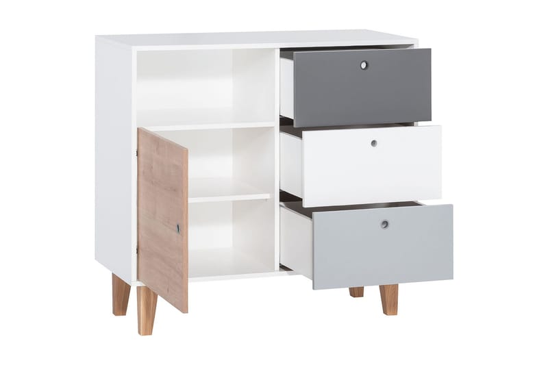Concept Byrå Vit/Mörkgrå/Blå - VOX - Products - Förvaring - Förvaringsmöbler - Byrå
