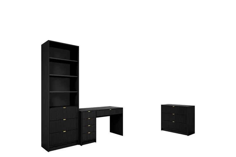 Gudelia Möbelset För Vardagsrum, Svart