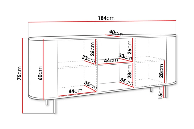 Pantego Skänk 184x40 cm - Products - Förvaring - Förvaringsmöbler - Sideboard & skänk