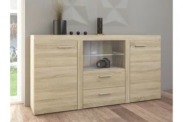 Rumba Skänk 157x40x81 cm - Ek/Vit Led-Belysning - Products - Förvaring - Förvaringsmöbler - Sideboard & skänk