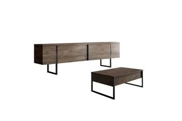 Vardagsrum Möbelset Masafumie Set Valnöt / Svart - Valnöt / Svart - Products - Förvaring - Förvaringsmöbler - Möbelset för vardagsrum