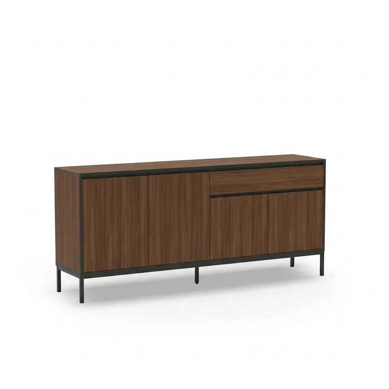 Velar Konsol 180x80x40 cm, Milano Walnut, Wood Black, Black