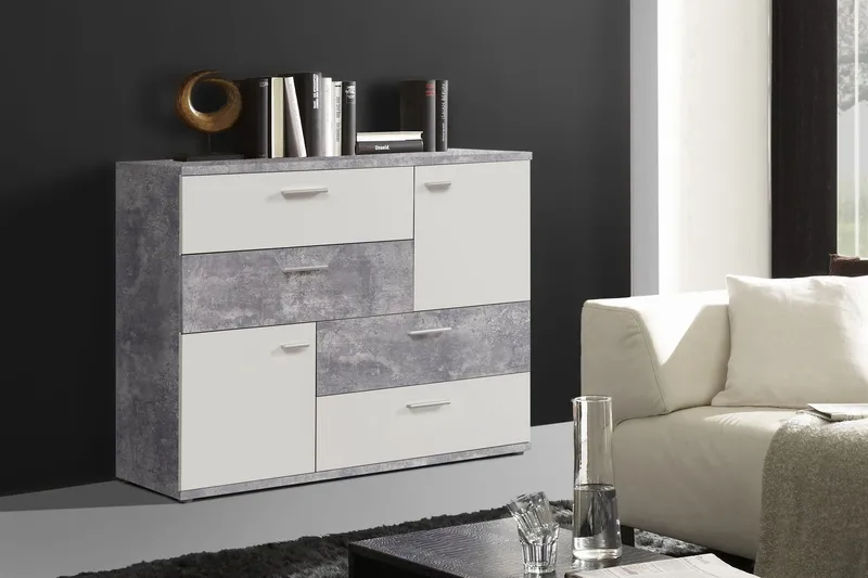 Waunifor Byrå 125 cm - Vit/Grå - Products - Förvaring - Förvaringsmöbler - Byrå