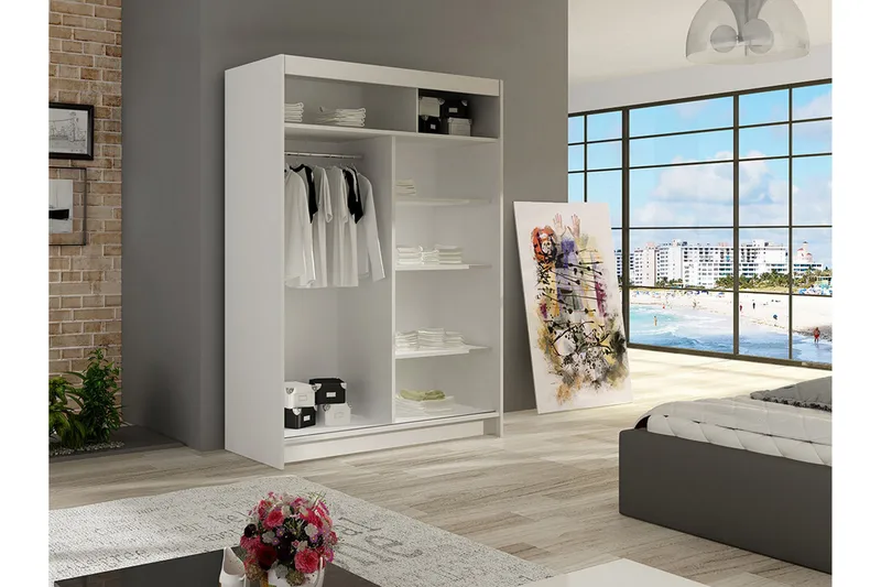 Miami Garderob 120x58x200 cm - Beige/Grå - Products - Förvaring - Garderober & garderobssystem - Garderobsskåp