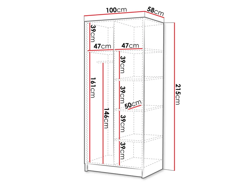 Herrljunga Garderob 100x215 cm - Brun/Guld - Products - Förvaring - Garderober & garderobssystem
