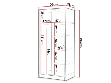 Herrljunga Garderob med Spegel 100x215 cm - Brun/Svart/Spegel - Products - Förvaring - Garderober & garderobssystem