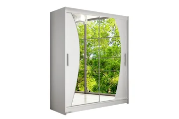 Leila Garderob 150 cm Skjutdörrar Böjd Spegel - Vit - Products - Förvaring - Garderober & garderobssystem