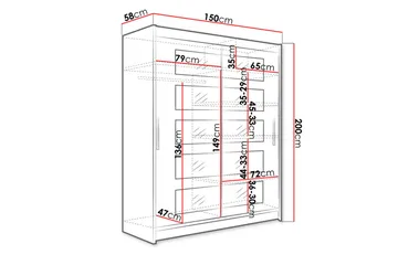 Leila Garderob 150 cm Skjutdörrar Delad Spegel - Vit - Products - Förvaring - Garderober & garderobssystem