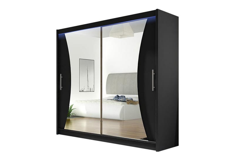 Prag Garderob med Spegel 180x215 cm, Svart