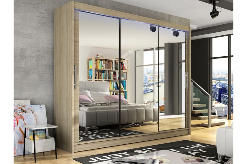 Sia Garderob med Spegel 250x215 cm - Beige - Products - Förvaring - Garderober & garderobssystem