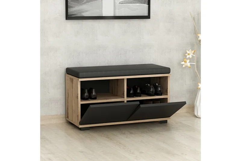 Drago Skoskåp 80 cm - Valnöt/Svart - Products - Förvaring - Skåp - Förvaringsskåp