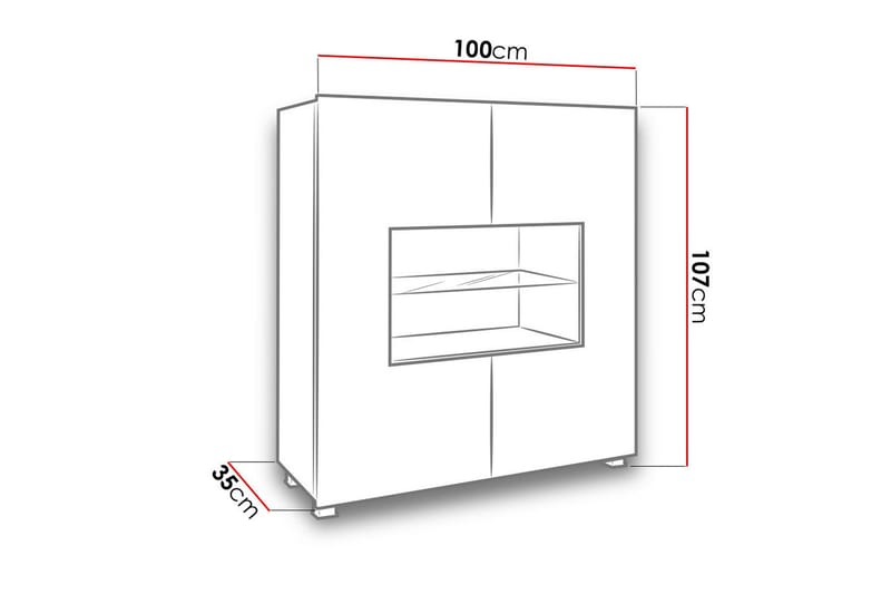 Frick Vitrinskåp Blå LED Belysning 35 cm djup 100 cm bred 107 cm hög Ljust Trä Glas - Gyllene Ek - Products - Förvaring - Skåp - Vitrinskåp