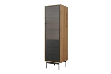 Kintore Smalt Vitrinskåp 48 cm djup 52 cm bred 180 cm hög Trä - Svart - Products - Förvaring - Skåp - Vitrinskåp