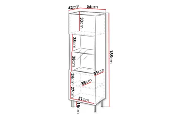 Lionel Vitrinskåp 42 cm djup 56 cm bred 185 cm hög Ljust Trä - Kashmir - Products - Förvaring - Skåp - Vitrinskåp