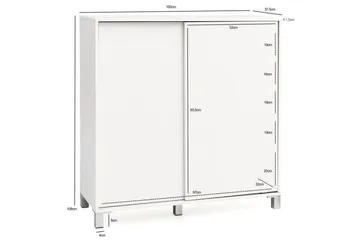 Skoskåp Wohnling melaminbelagd MDF, skjutdörrar, för 20 par Vit - Vit - Products - Förvaring - Skåp - Förvaringsskåp