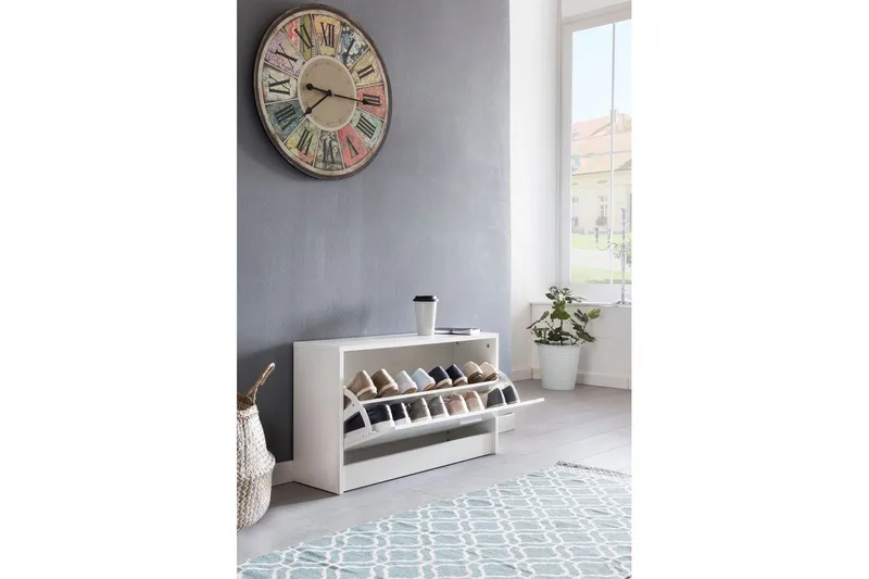 Skoskåp Wohnling SPLIT med fällbara fack, foliebelagd spånskiva Vit - Vit - Products - Förvaring - Skåp - Förvaringsskåp