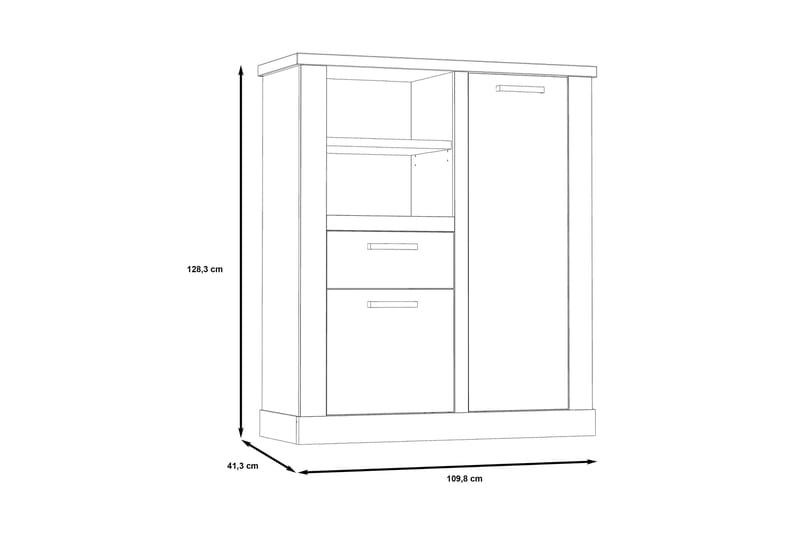 Talebi Skänk 41 cm djup 110 cm bred 128 cm hög Ljust Trä - Brun/Vit - Products - Förvaring - Skåp - Vitrinskåp