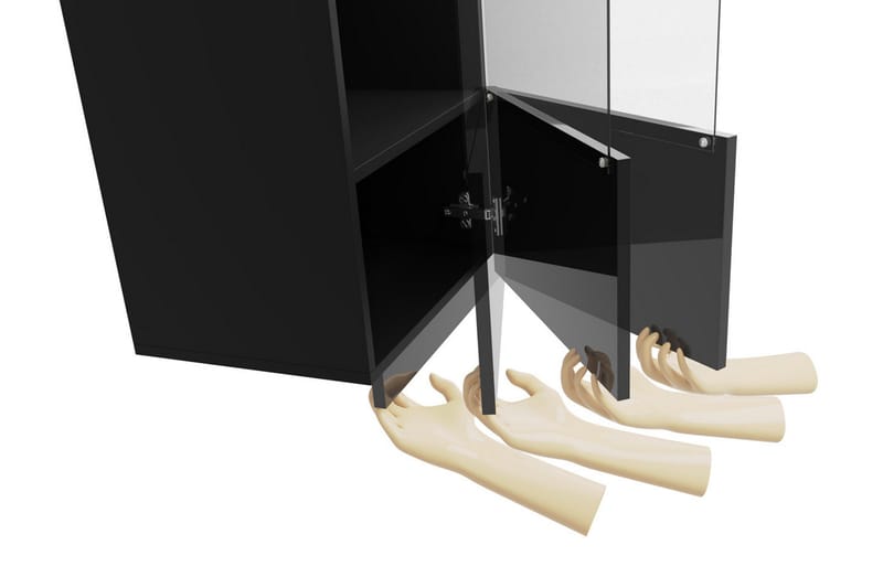 Tessan Vitrinskåp 45x32x117 cm - Svart/Vit Led-Belysning - Products - Förvaring - Skåp - Vitrinskåp