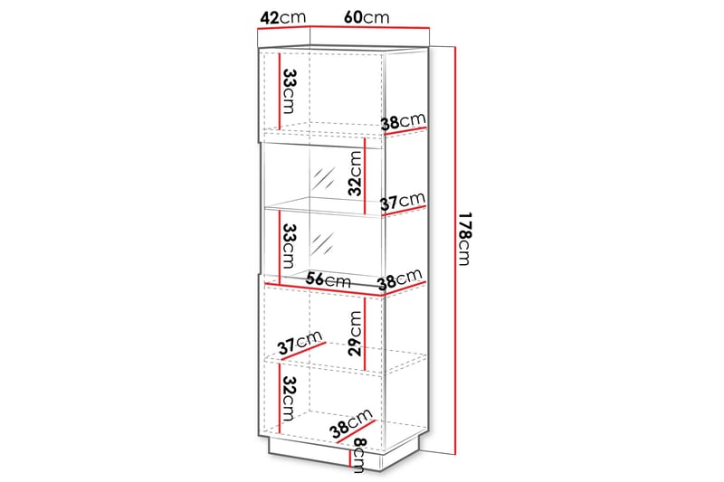 Torvalen Vitrinskåp 60x178 cm - Beige - Products - Förvaring - Skåp - Vitrinskåp
