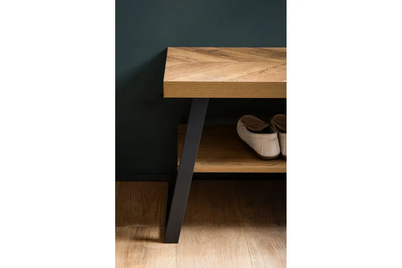 Bänk Wohnling Ekfiskbensdekor med hylla Stabil metallram Modern look - Products - Förvaring - Skoförvaring - Skobänk & skohylla med bänk