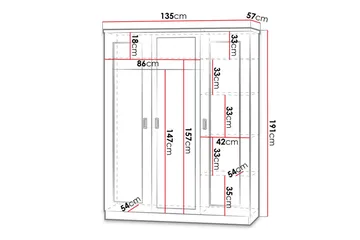 Tadeusz Garderob 135x57x190 cm - Brun - Products - Förvaring - Garderober & garderobssystem