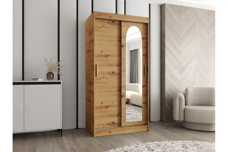 Tallmo Garderob m. Spegel 100x200 cm - Brun/Beige - Products - Förvaring - Garderober & garderobssystem