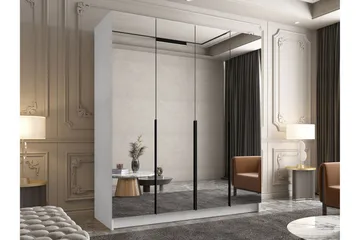 Vadstena Garderob med Spegel 200 cm - Vit/Svart - Products - Förvaring - Garderober & garderobssystem